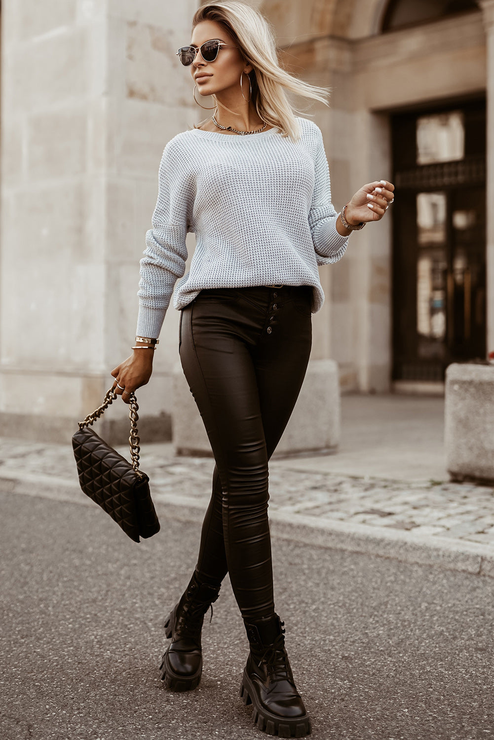Fiery Red Cross Back Hollow-out Sweater