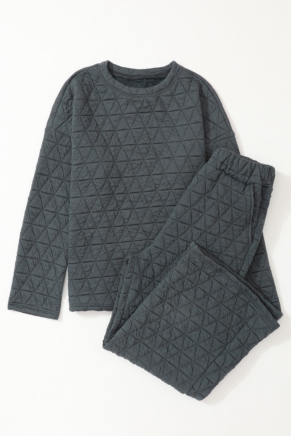 Coffee Solid Color Quilted Kangaroo Pocket Hoodie