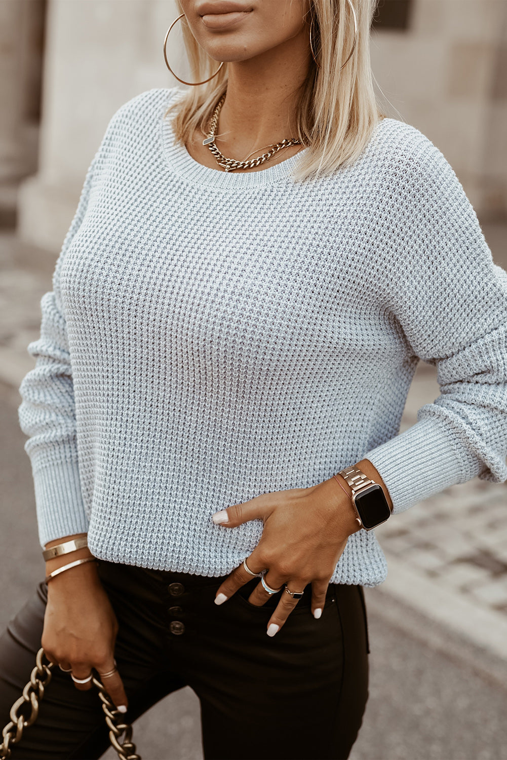 Fiery Red Cross Back Hollow-out Sweater