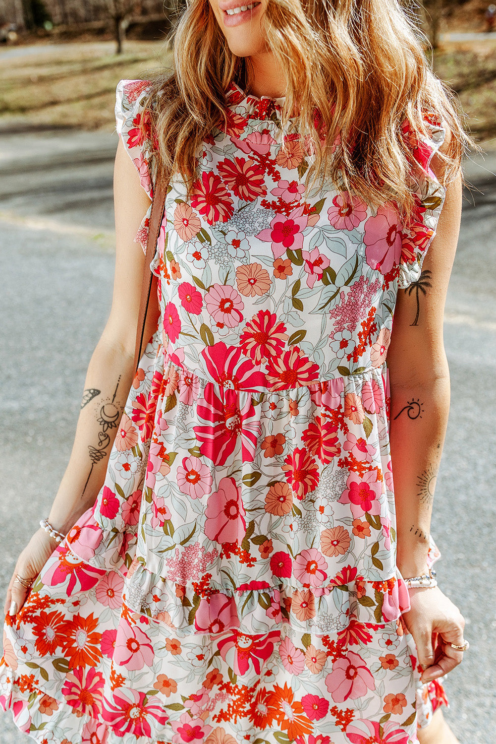 Oatmeal Boho Floral Smocked Waist Super Loose Pants