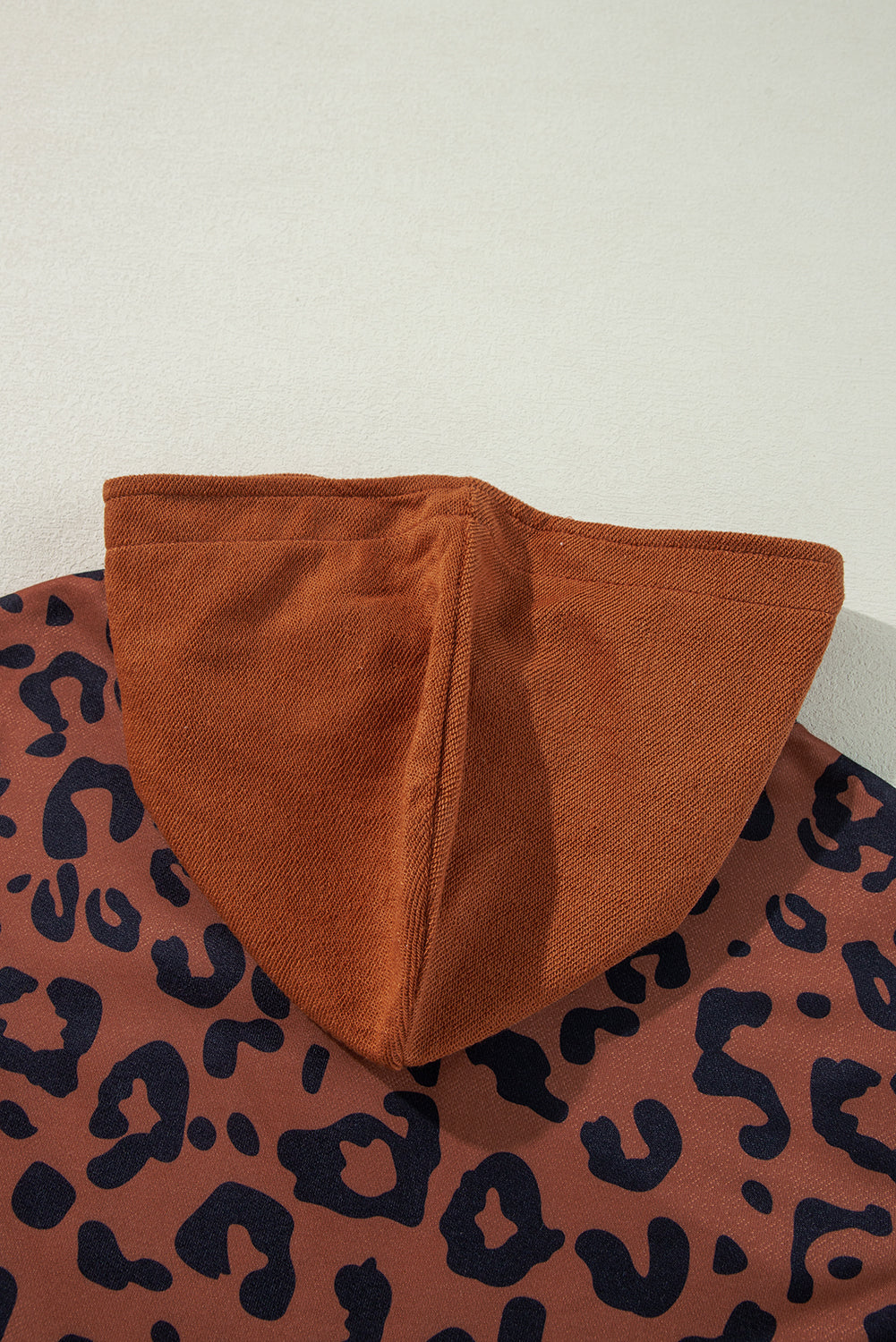 Chestnut Contrast Sleeves Patchwork Colorblock Hoodie