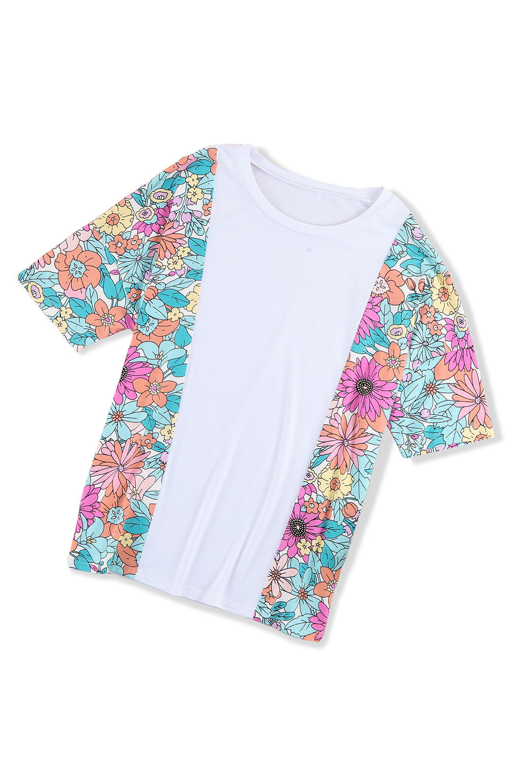 Multicolor Flower Print Pocketed Drawstring Waist Wide Leg Pants