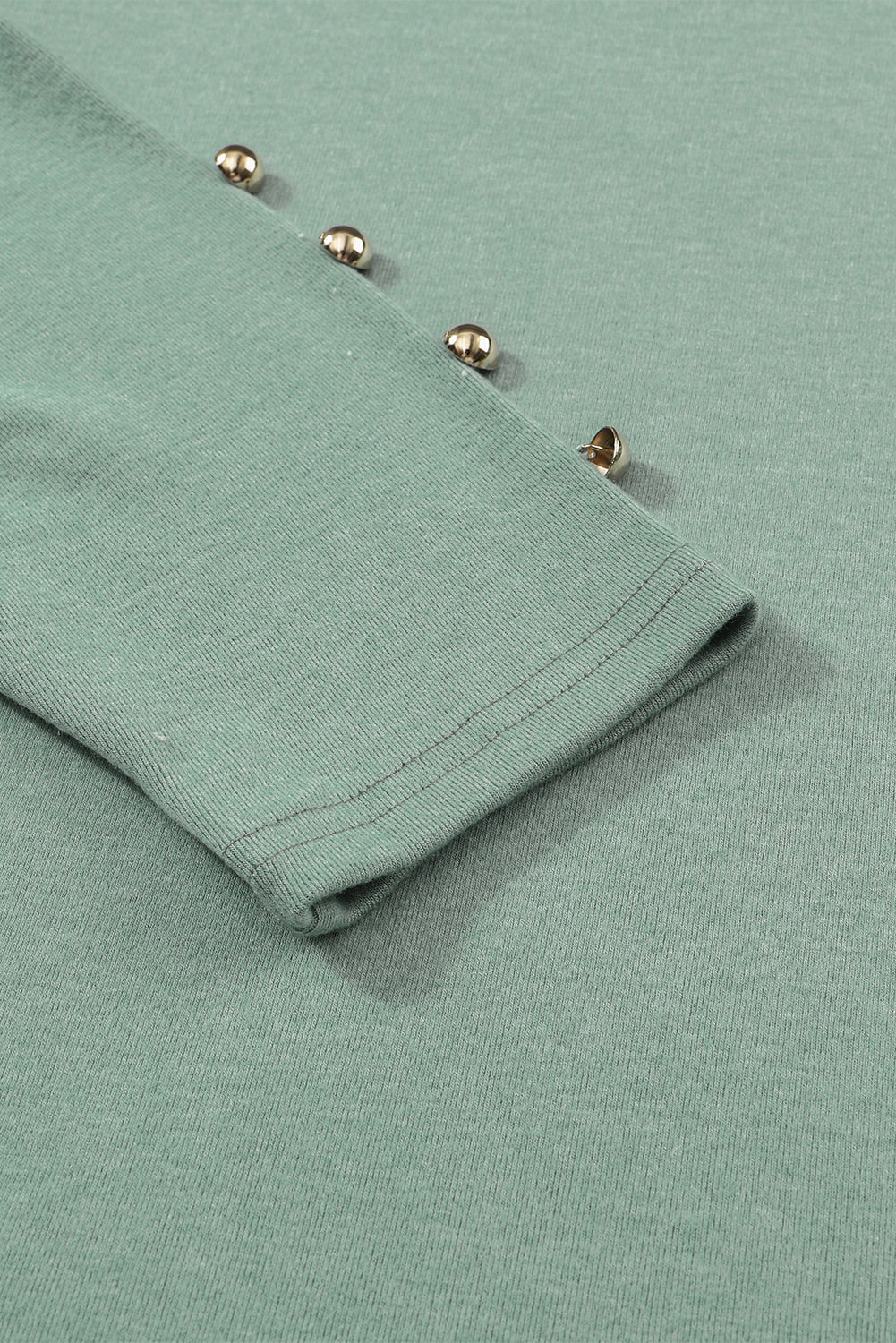 Gray Buttoned Puff Long Sleeve Sheath Top
