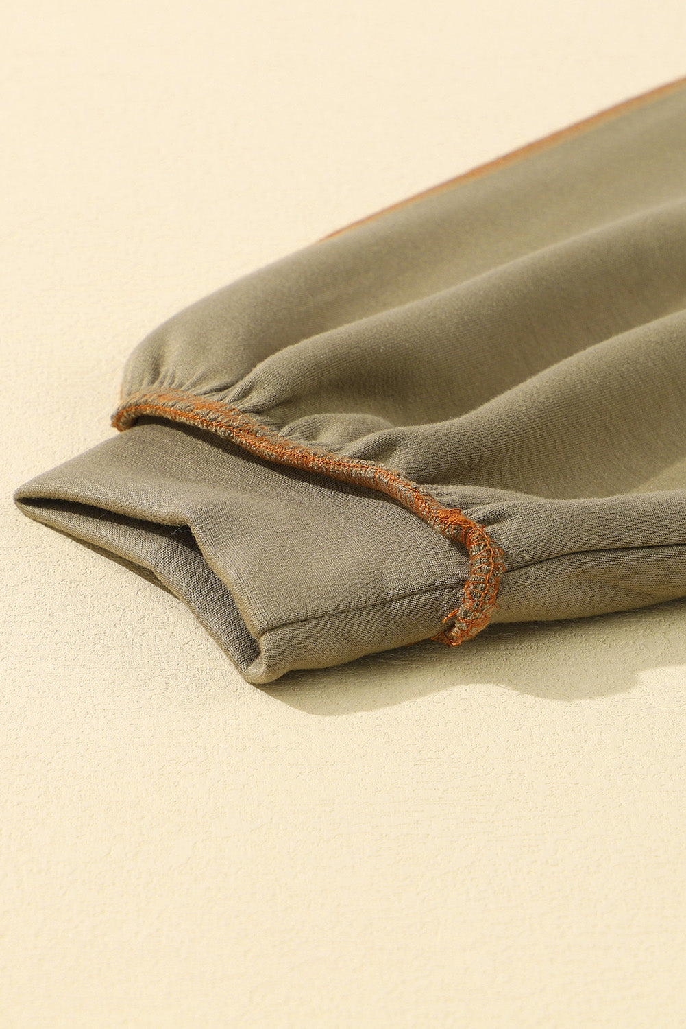Khaki Exposed Seam Color Block Zipped Sweatshirt