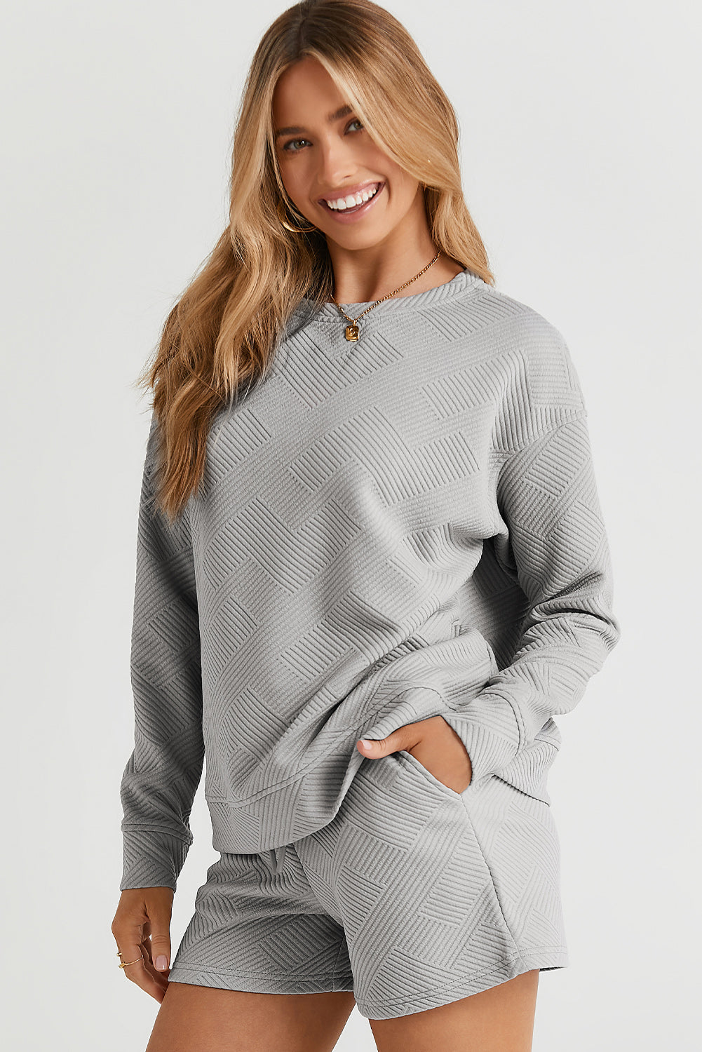 Black Ultra Loose Textured 2pcs Slouchy Outfit