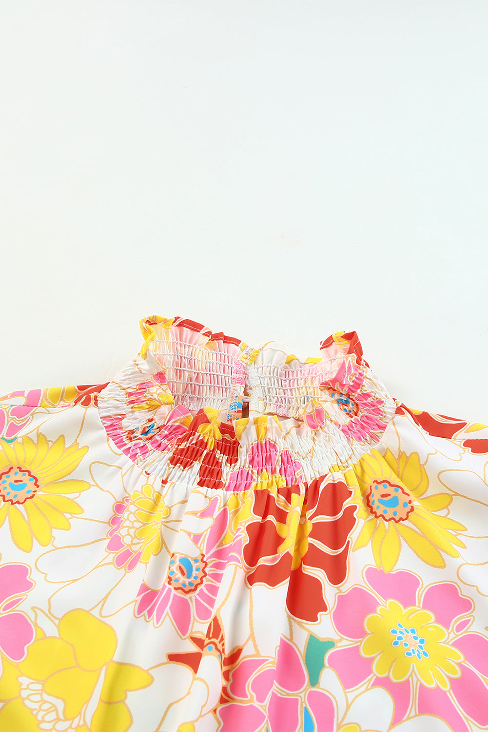 Multicolor Plus Size Floral Button Keyhole Back Ruffle Romper