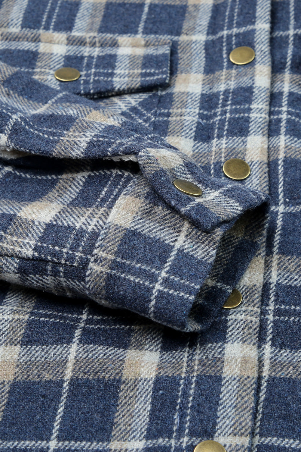 Orange Plaid Pattern Sherpa Lined Hooded Shacket