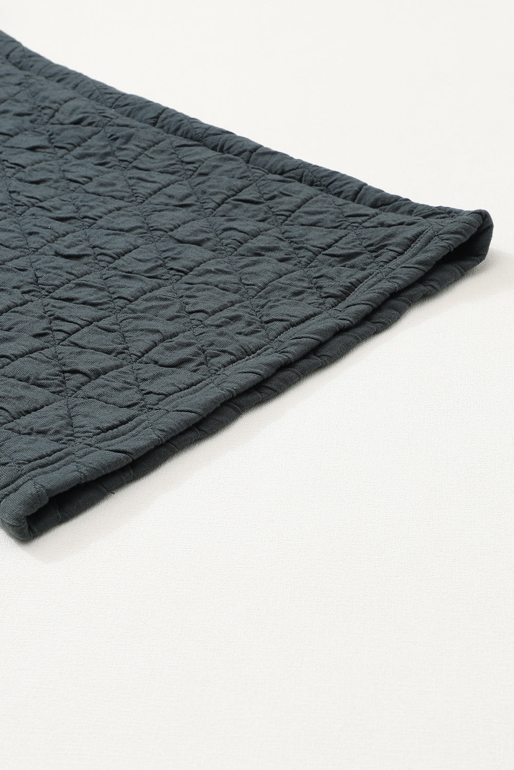 Coffee Solid Color Quilted Kangaroo Pocket Hoodie