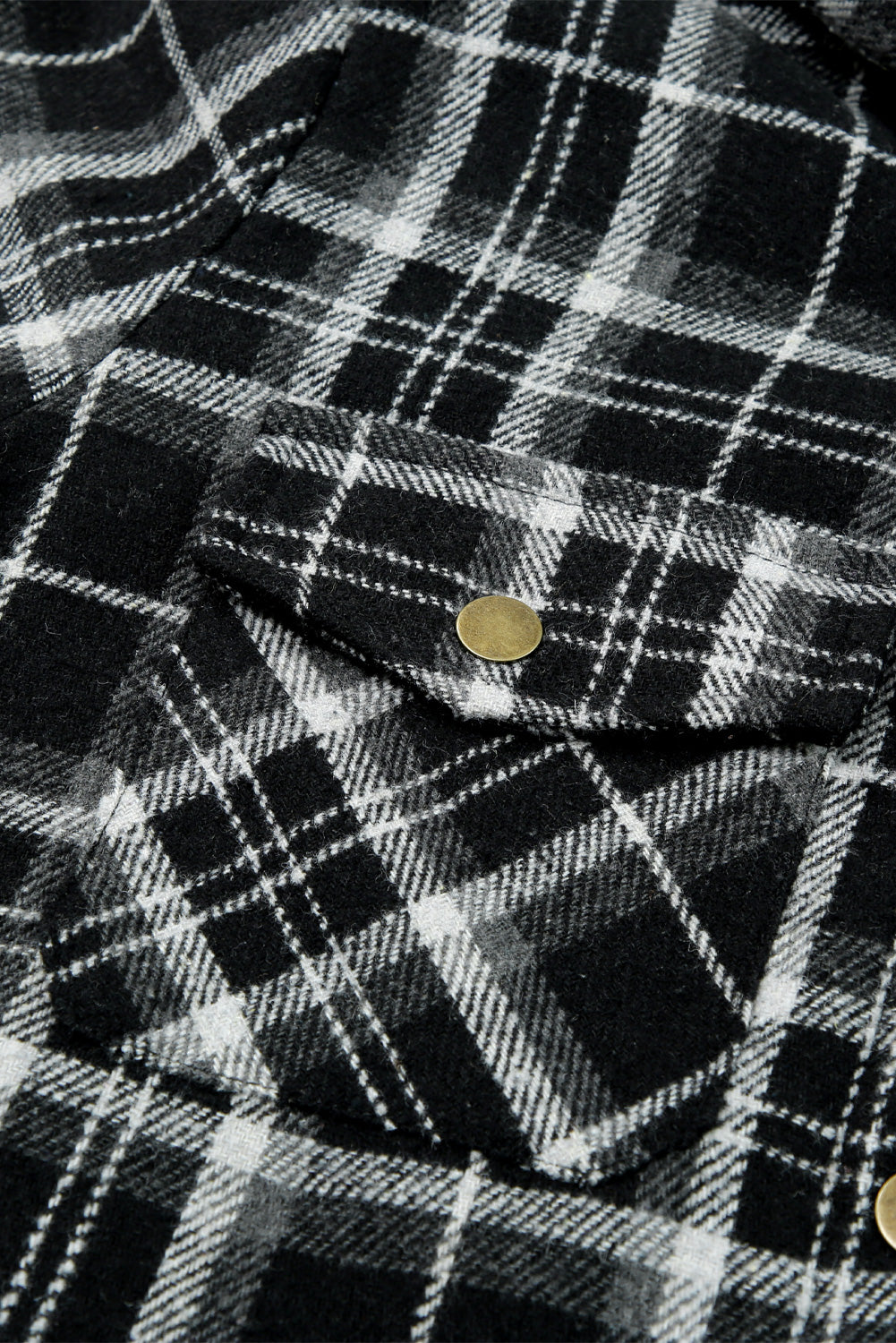 Orange Plaid Pattern Sherpa Lined Hooded Shacket