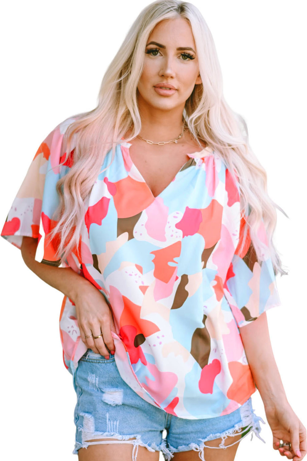 Multicolor Color Palette Print Flowy Wide Leg Pants