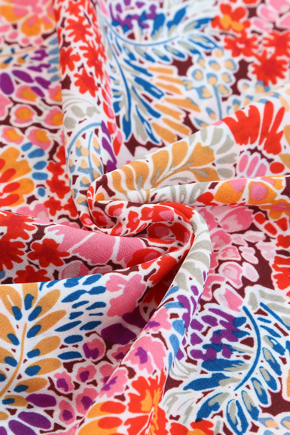 Multicolor Gorgeous Floral Print Tie V Neck Ruffle Dress