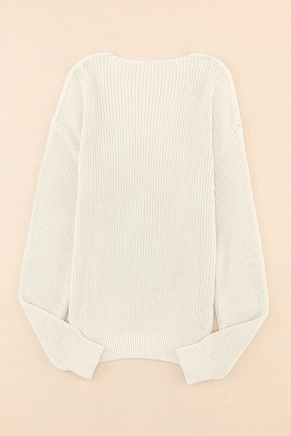 Black Ribbed Knit V Neck Sweater
