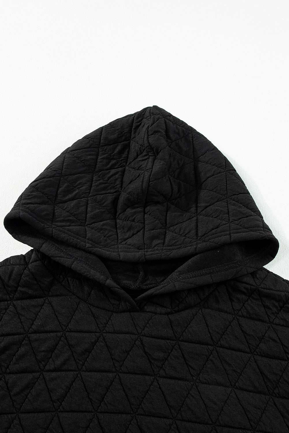 Coffee Solid Color Quilted Kangaroo Pocket Hoodie