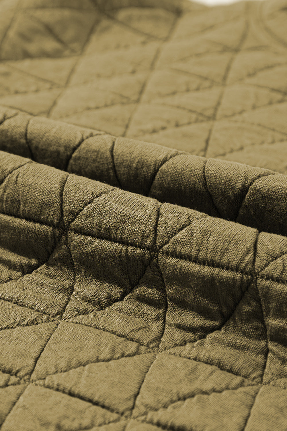 Coffee Solid Color Quilted Kangaroo Pocket Hoodie