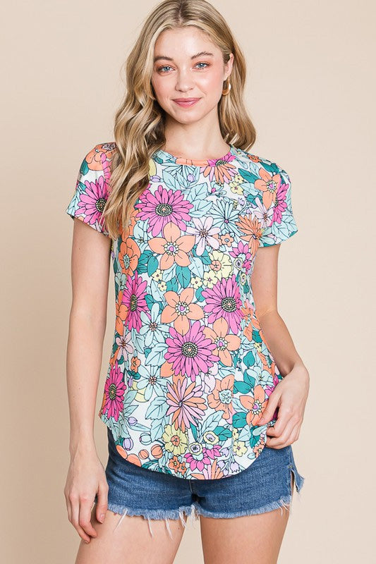 Fiery Red Round Neck Sleeveless Floral Mini Dress