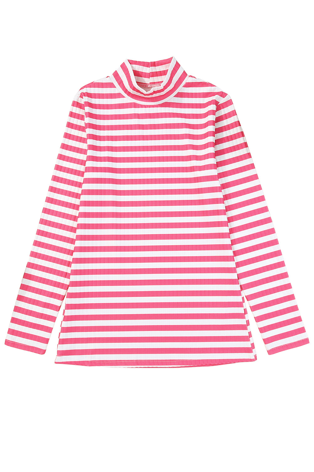Black Striped Print Textured Knit Long Sleeve Tee