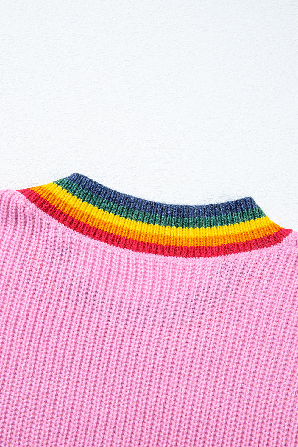 White Merry & Bright Colorful Stripes Trim Sweater