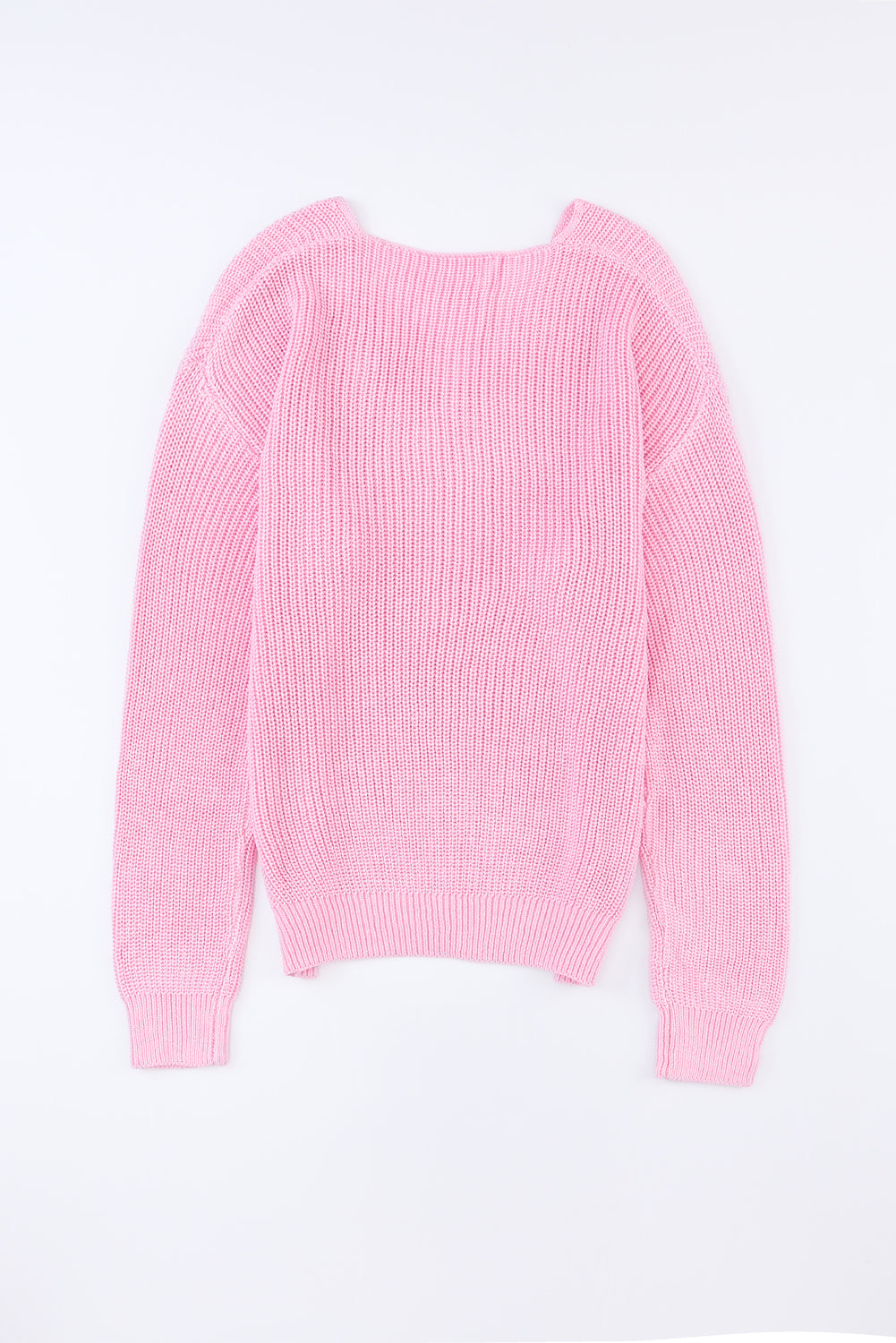 Black Ribbed Knit V Neck Sweater