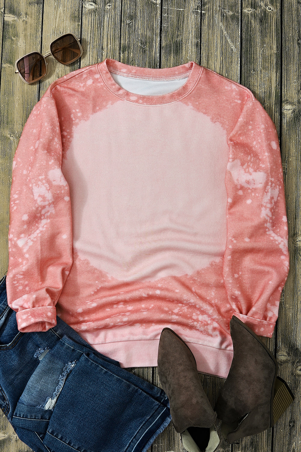 Pink Tie Dye Santa Claus Graphic Pullover Sweatshirt