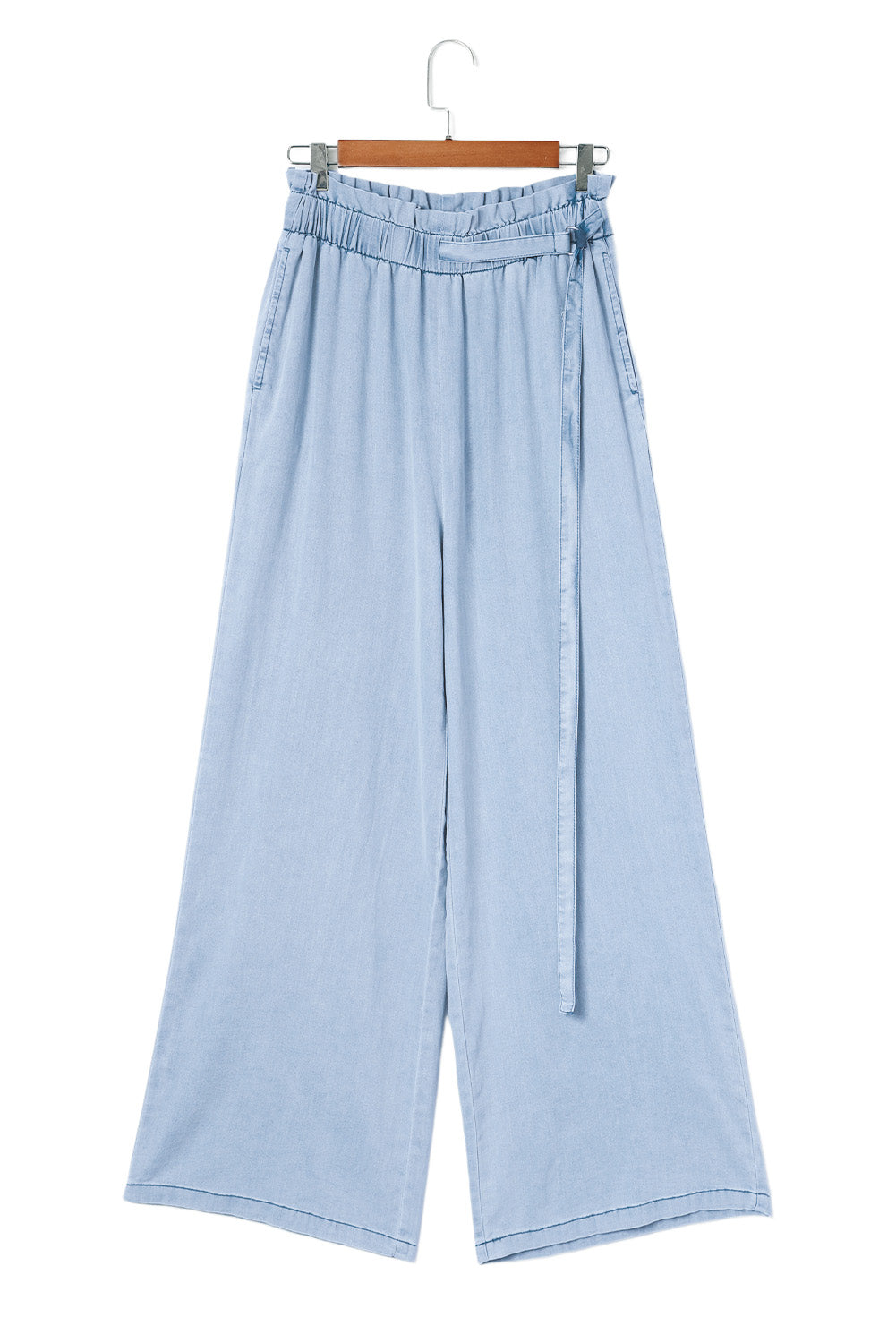 Black High Waist Pocketed Wide Leg Tencel Jeans