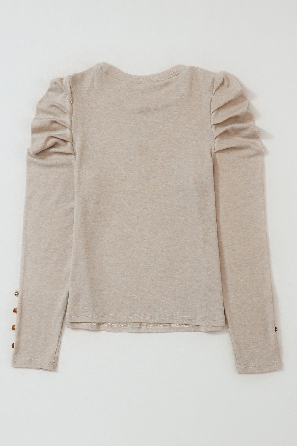 Gray Buttoned Puff Long Sleeve Sheath Top