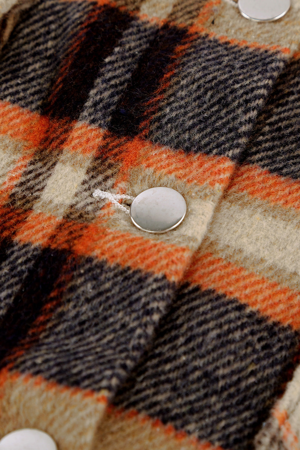 Navy Blue Plus Size Plaid Flap Pocket Shacket