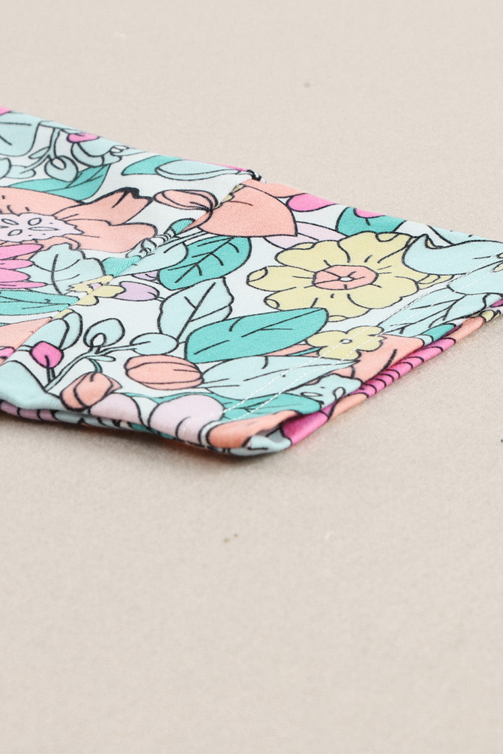 Multicolor Flower Print Pocketed Drawstring Waist Wide Leg Pants