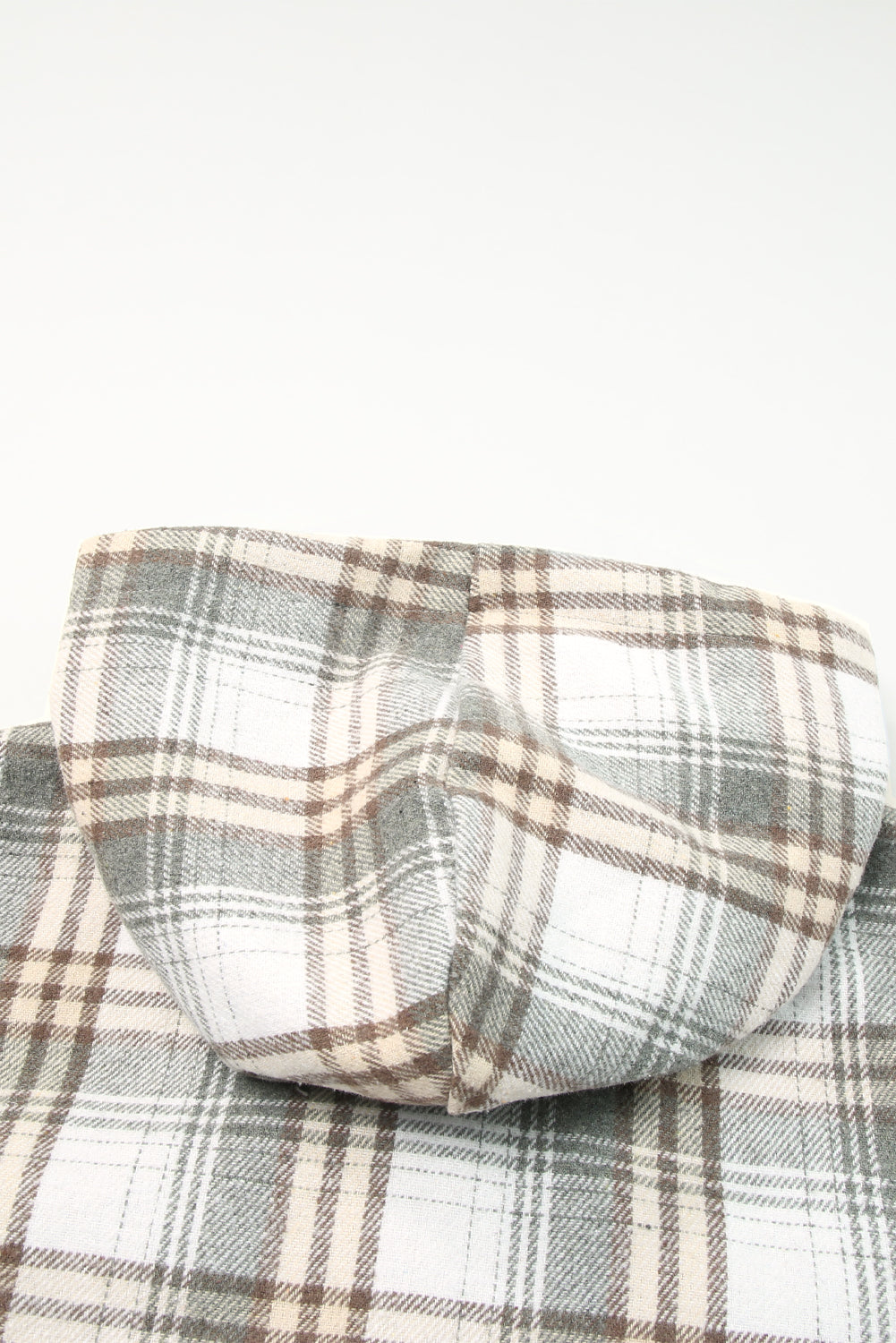 Orange Plaid Pattern Sherpa Lined Hooded Shacket