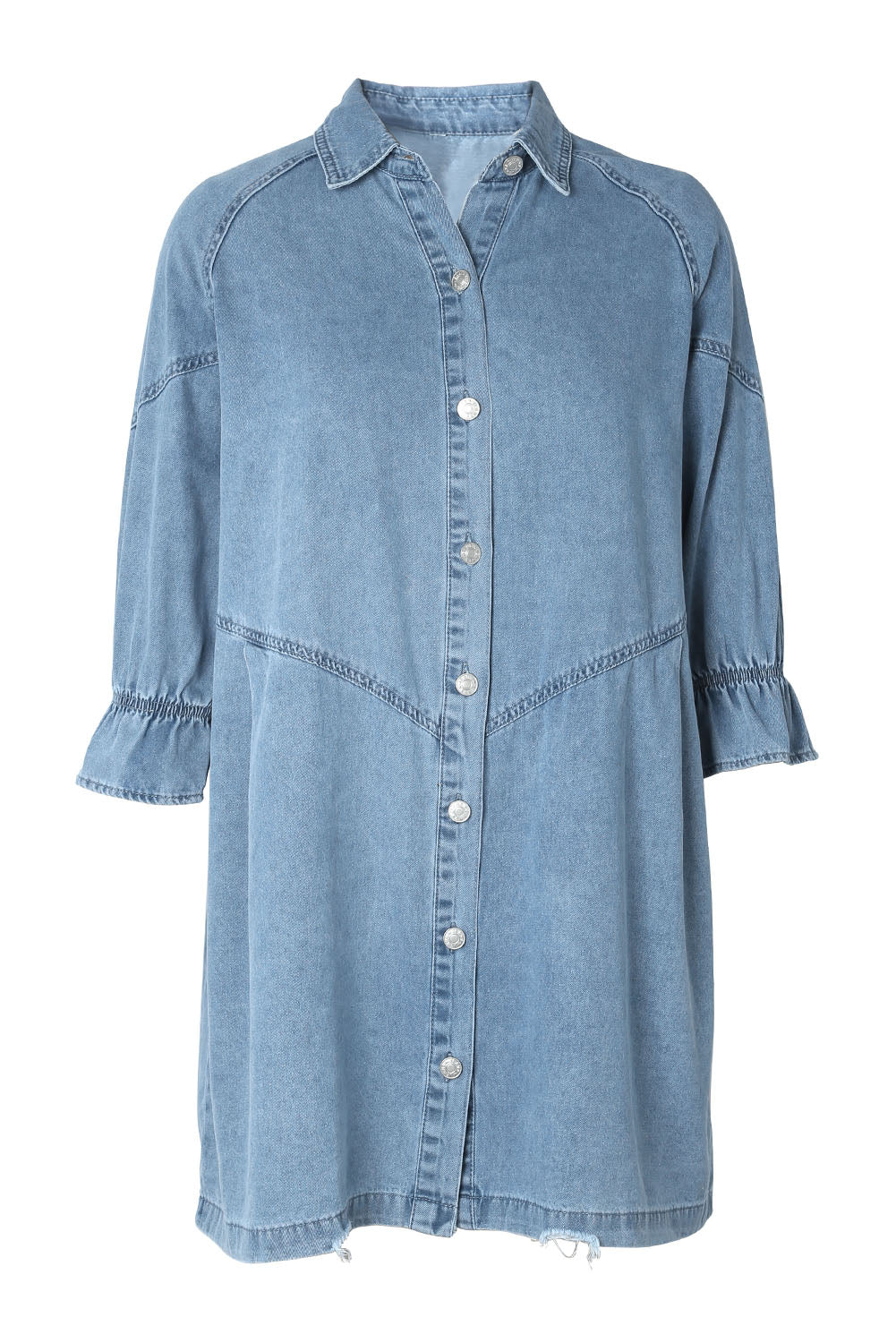 Gray Sequin Nutcracker Graphic Long Sleeve Shirt Denim Dress