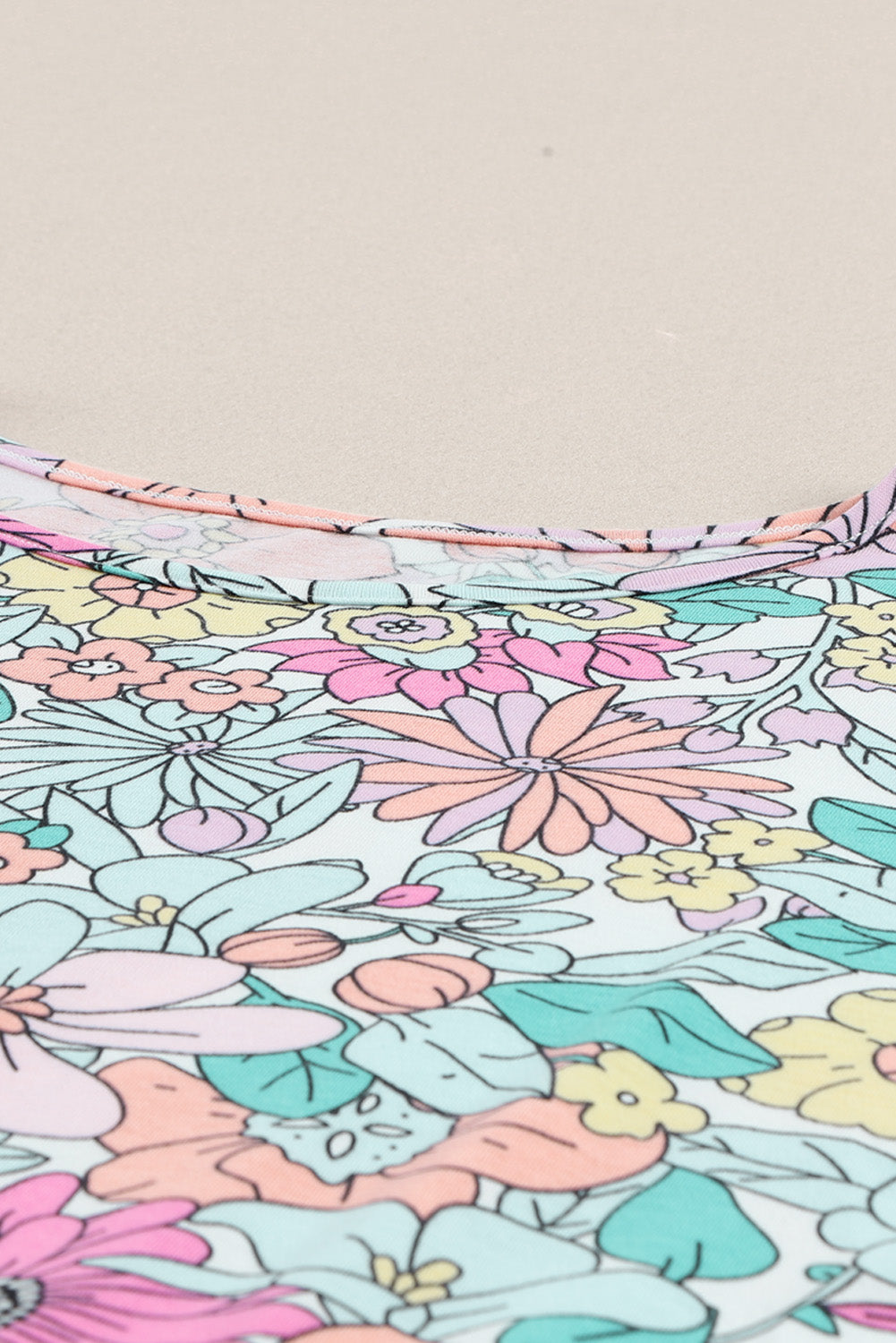 Multicolor Flower Print Pocketed Drawstring Waist Wide Leg Pants
