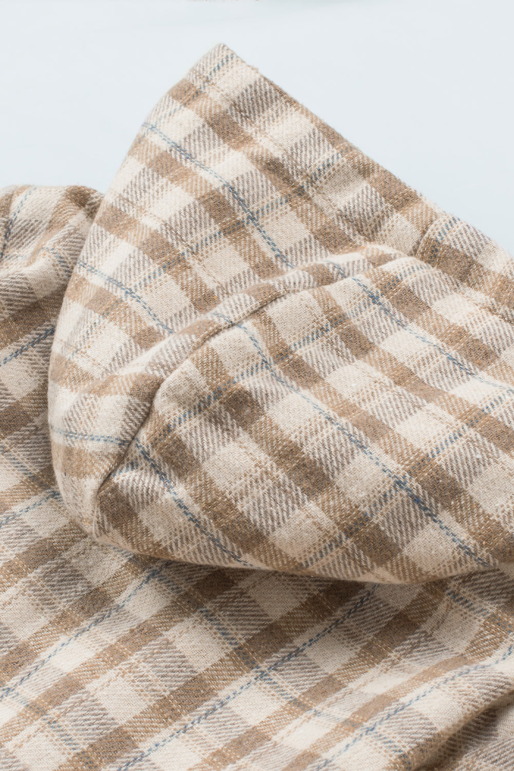 Orange Plaid Pattern Sherpa Lined Hooded Shacket