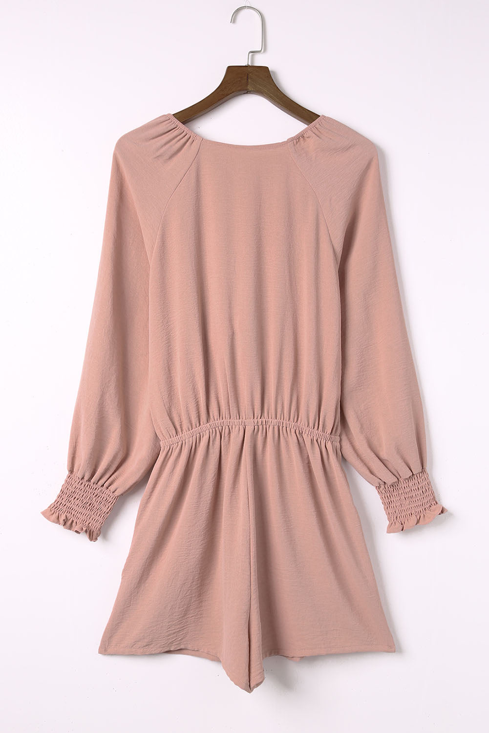Navy Tie Knot Puff Long Sleeve Romper