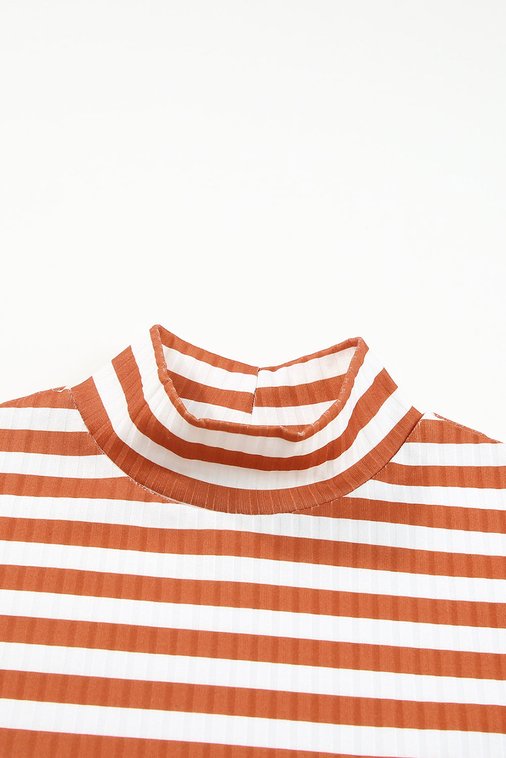Black Striped Print Textured Knit Long Sleeve Tee