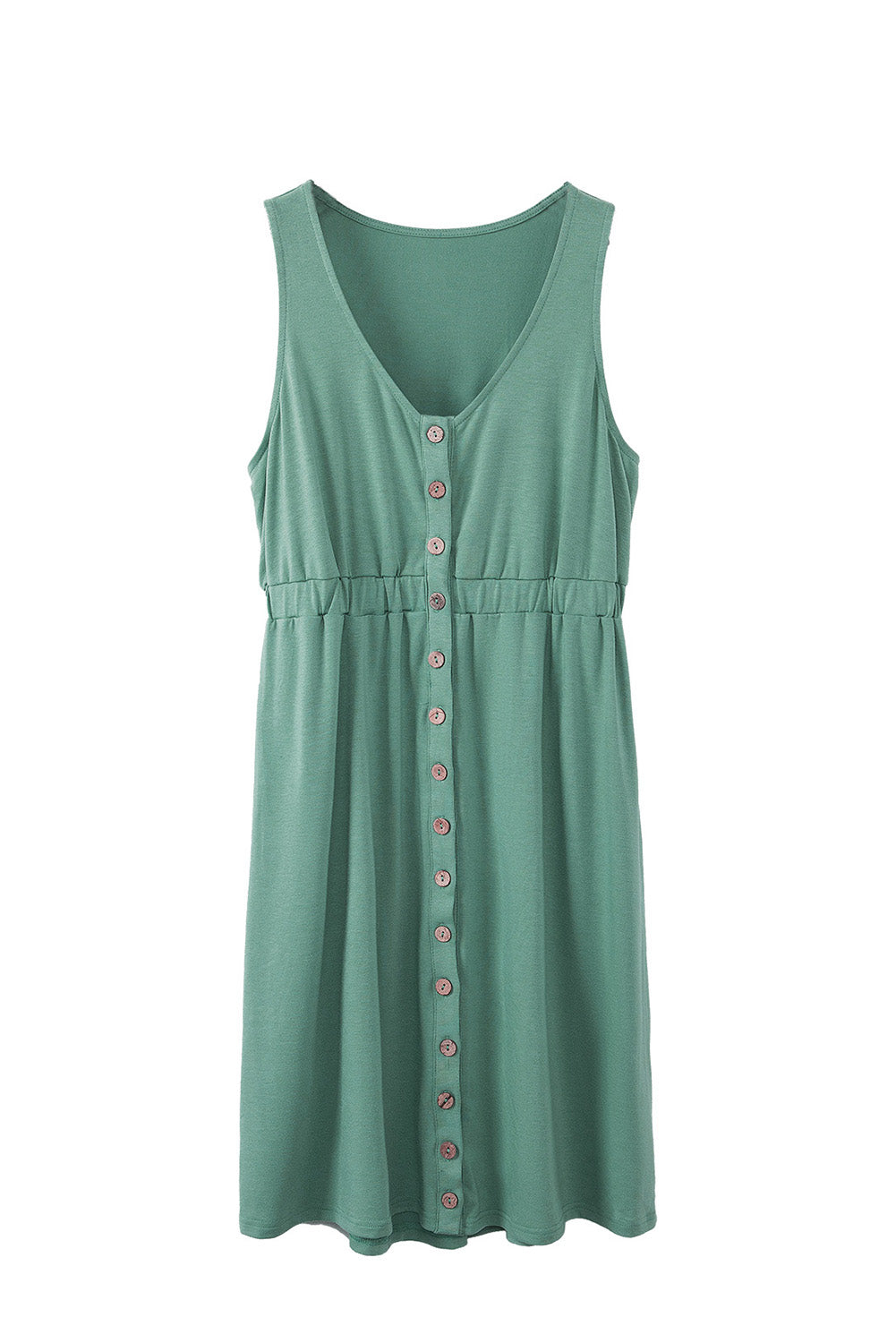 Black Buttons Sleeveless High Waist Mini Dress