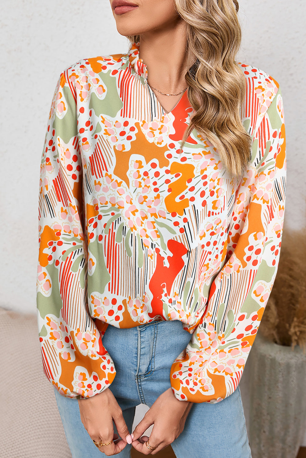 Multicolour Plus Size Mix Floral Puff Sleeve Ruffled Dress