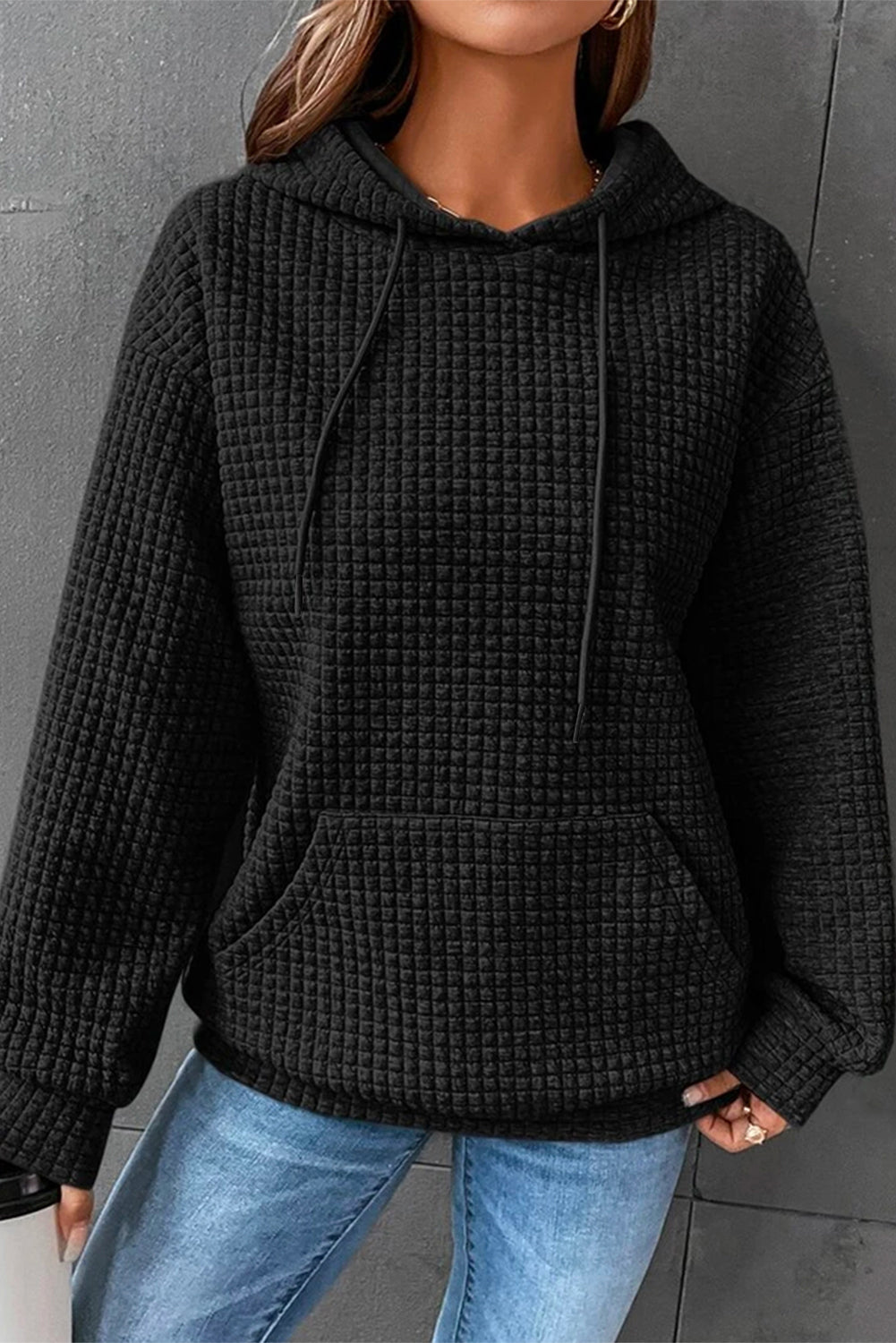 White MERRY AND BRIGHT Lattice Texture Hoodie