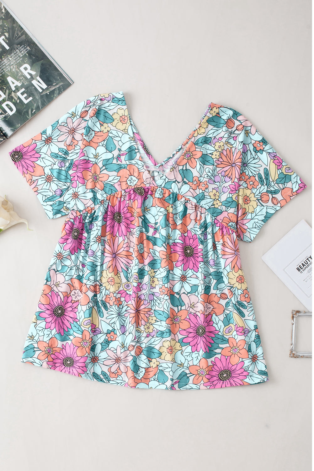 Fiery Red Round Neck Sleeveless Floral Mini Dress