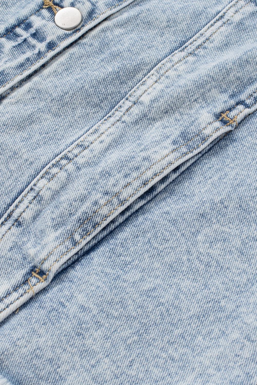 Dark Blue Plus Size Distressed Flap Pocket Denim Jacket