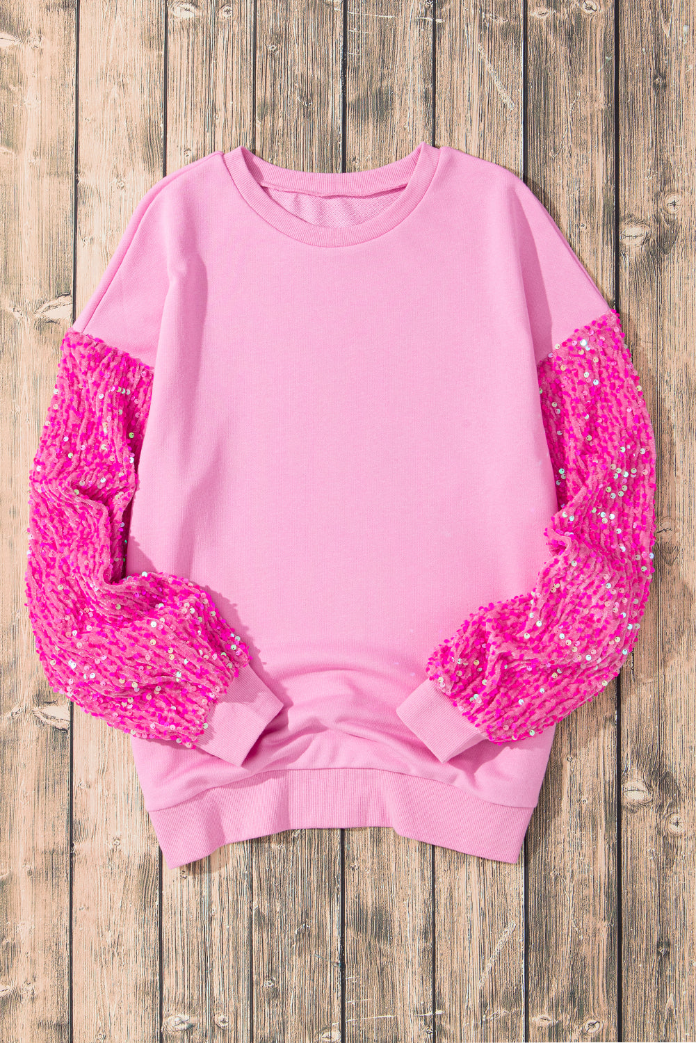 Pink Plus Size Sequin Sleeves Nutcracker Graphic Sweatshirt