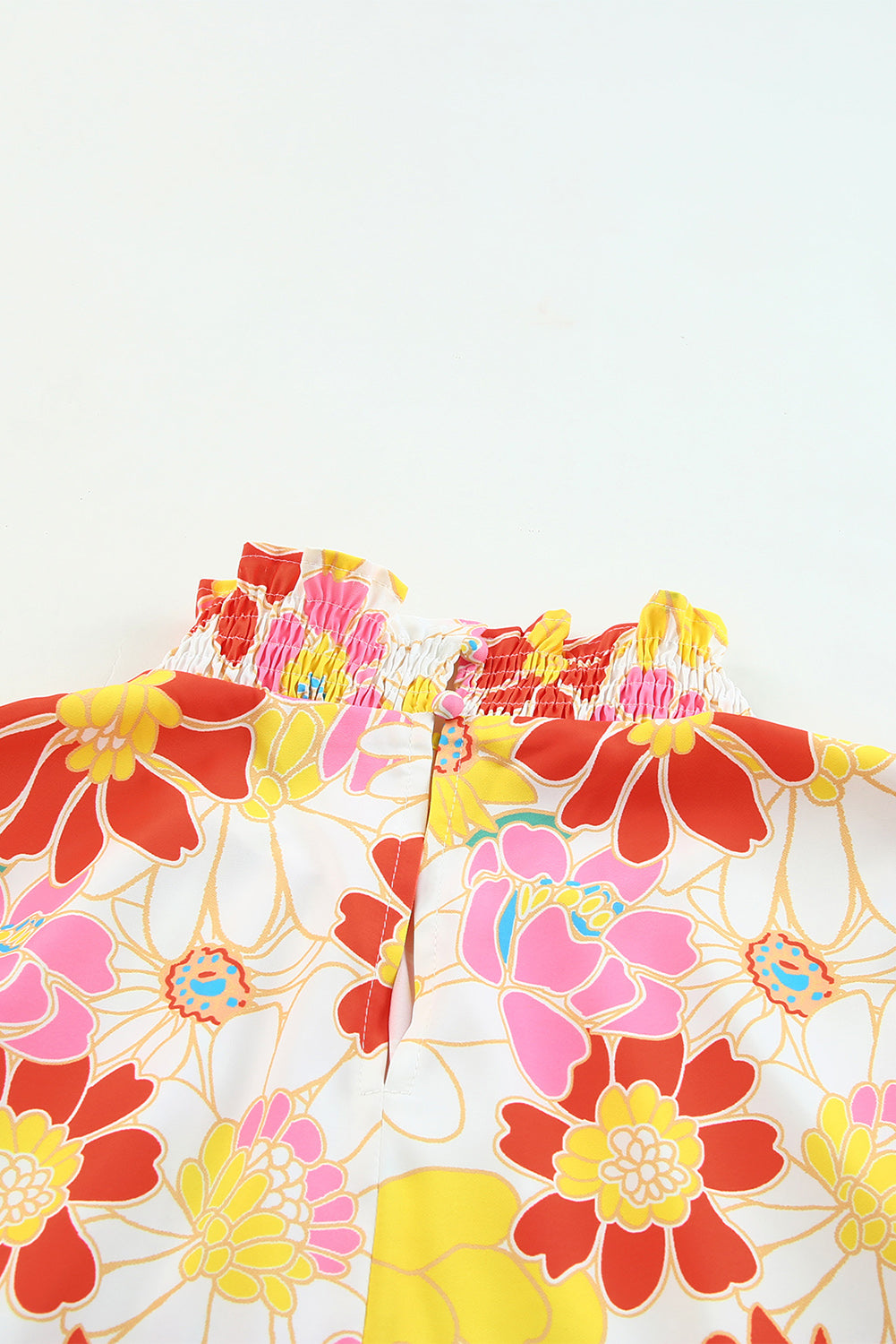 Multicolor Plus Size Floral Button Keyhole Back Ruffle Romper