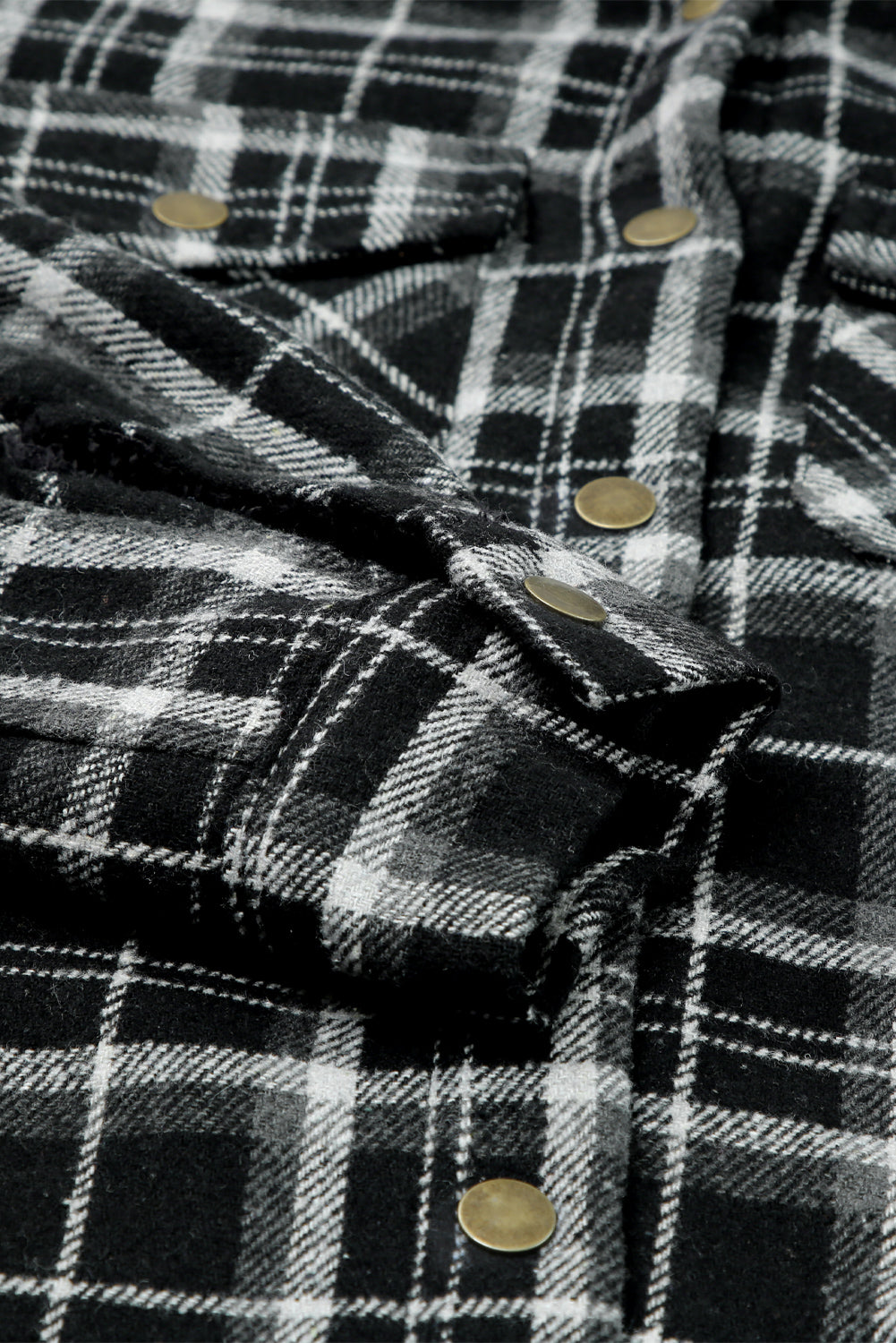 Orange Plaid Pattern Sherpa Lined Hooded Shacket