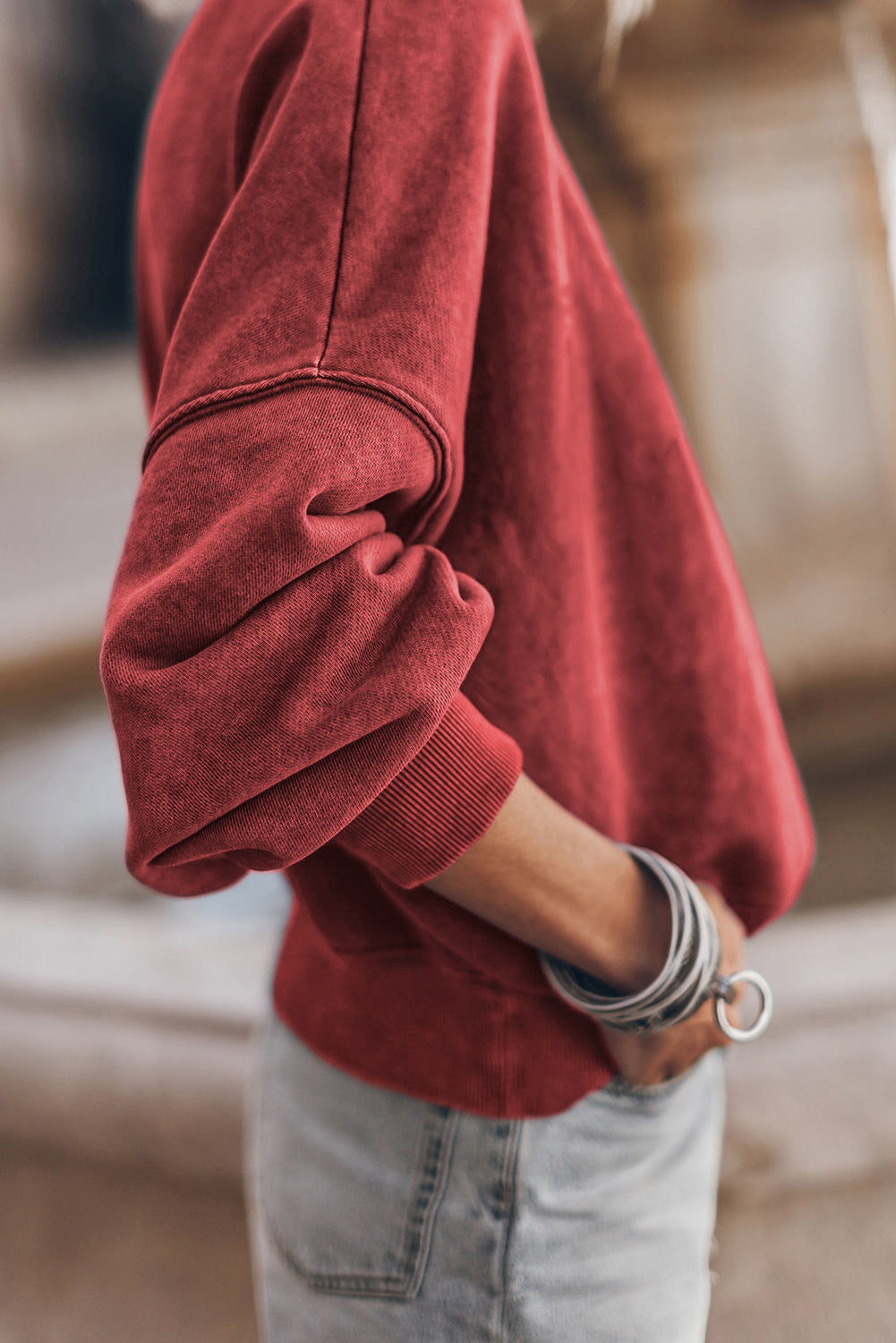 Green Drop Shoulder Crew Neck Pullover Sweatshirt
