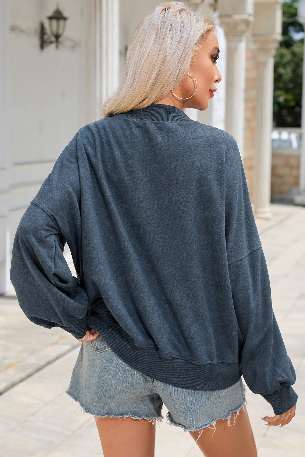 Green Drop Shoulder Crew Neck Pullover Sweatshirt