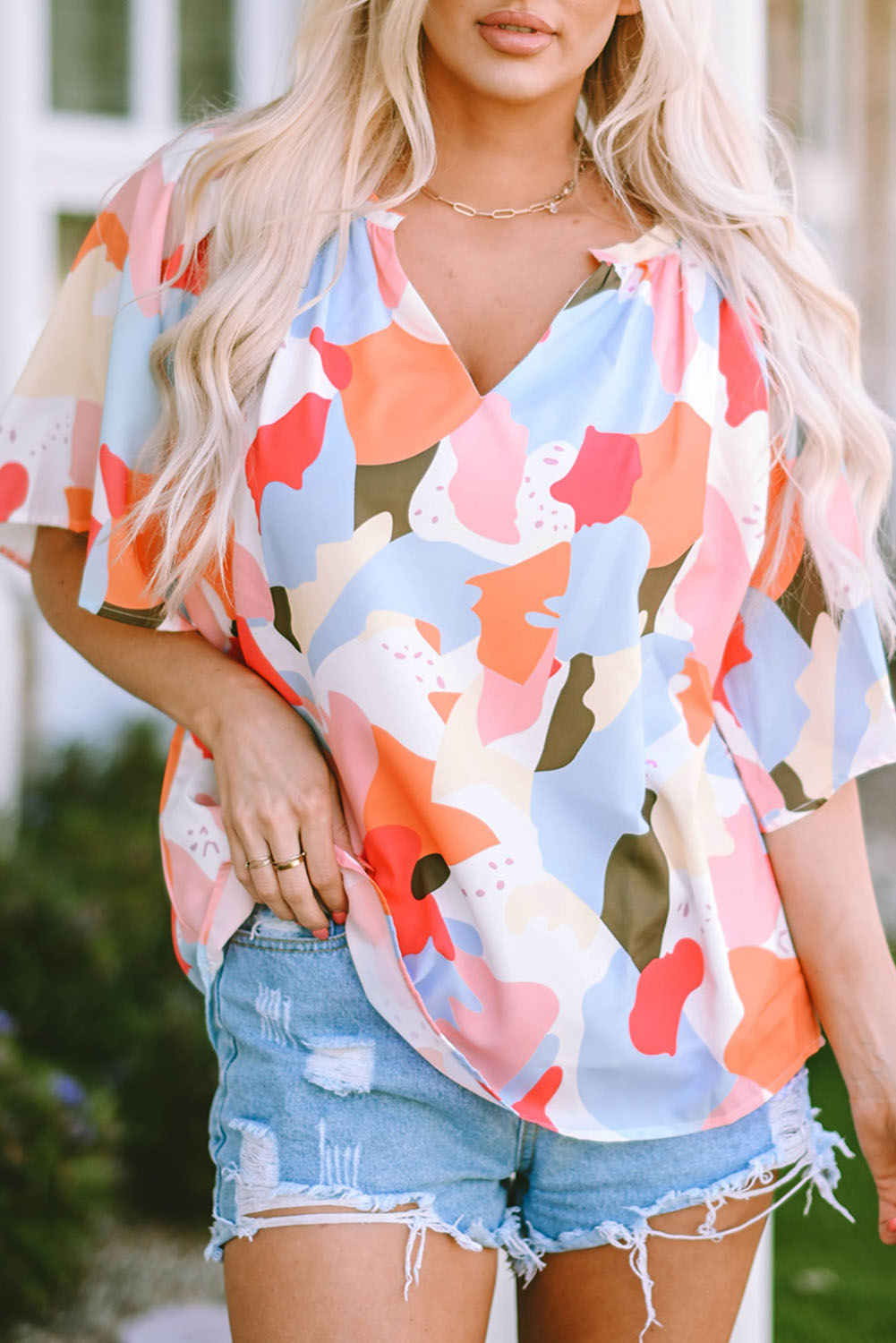 Multicolor Color Palette Print Flowy Wide Leg Pants