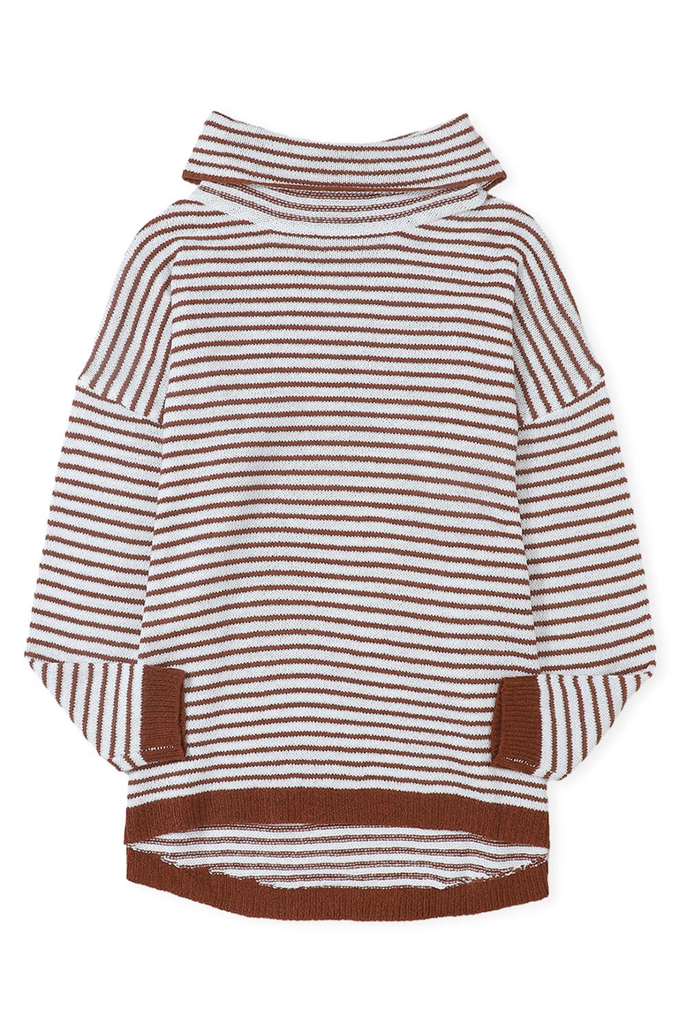 Black Striped Turtleneck Loose Sweater