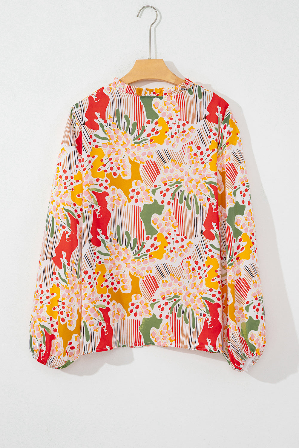 Multicolour Plus Size Mix Floral Puff Sleeve Ruffled Dress