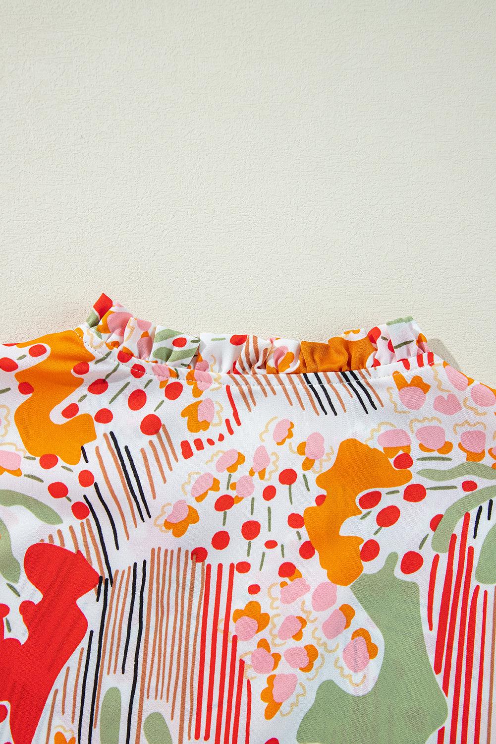 Multicolour Plus Size Mix Floral Puff Sleeve Ruffled Dress