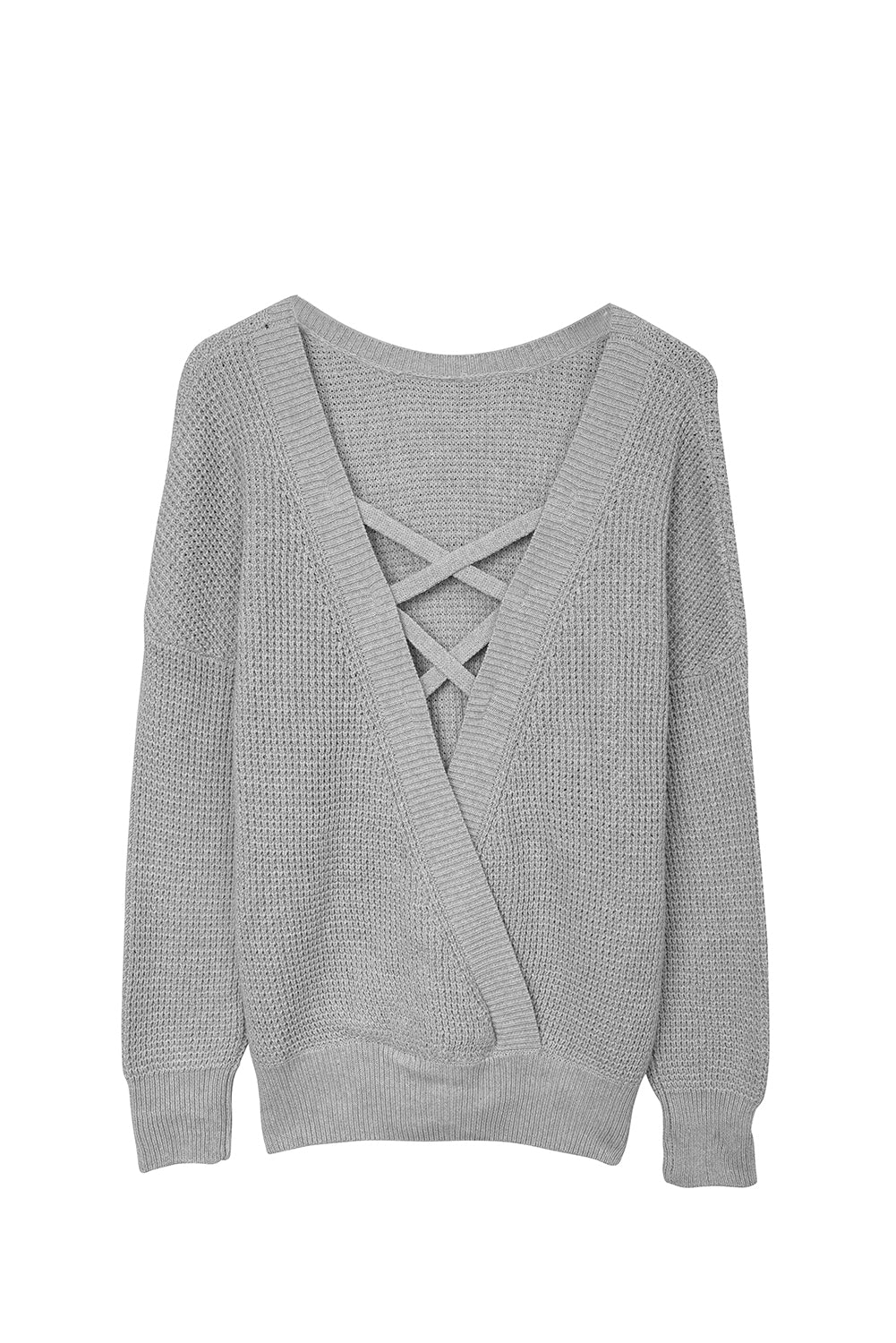 Fiery Red Cross Back Hollow-out Sweater