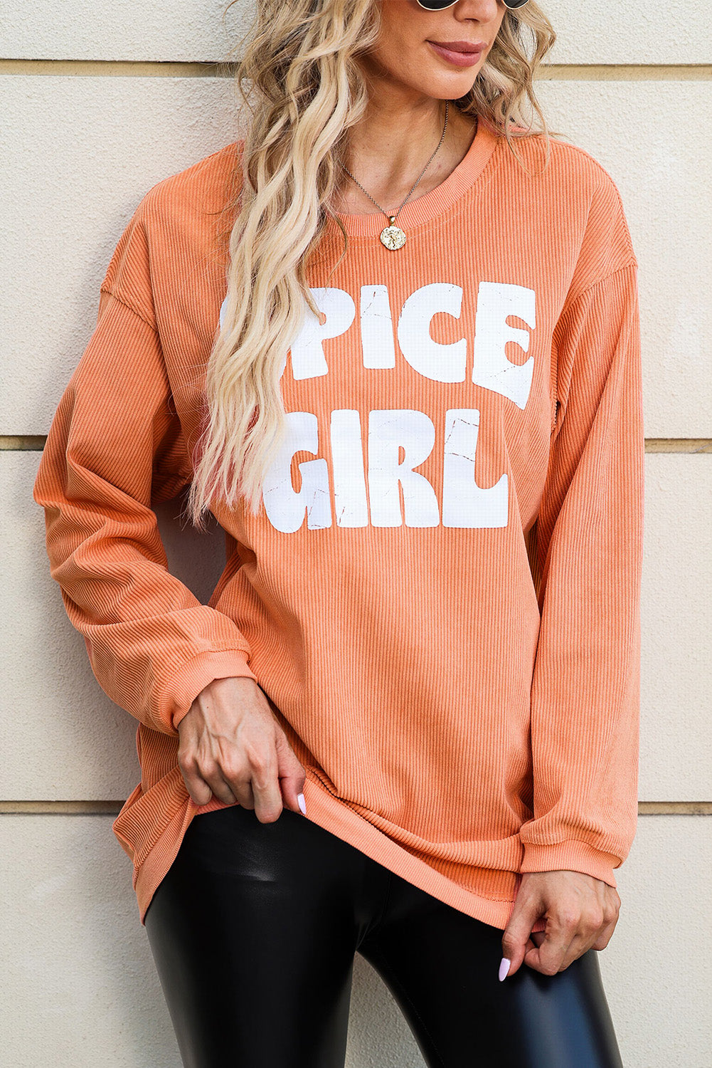 Strawberry Pink IN MY MERRY ERA Loose Fit Corded Sweatshirt