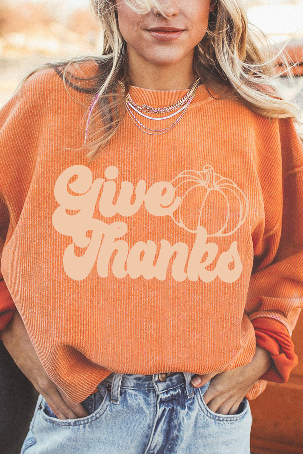 Strawberry Pink IN MY MERRY ERA Loose Fit Corded Sweatshirt